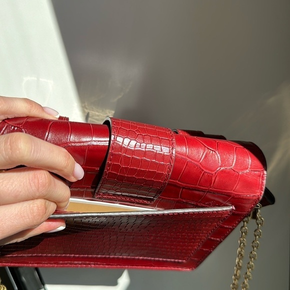 Michael Kors Embossed Gold Chain Leather Bag in Burgundy - Picture 17 of 17